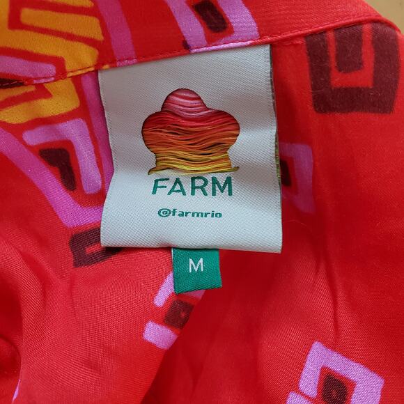 Farm Rio Tiki Bananas Scarf Long Sleeve Mini Romper Red Latinx Size Medium - Picture 9 of 12